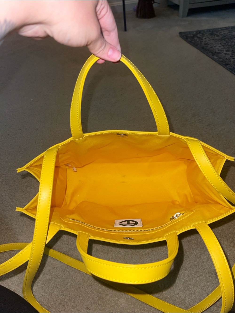 Telfar Bright Yellow Tote with Embossed Logo - Picture 5 of 8